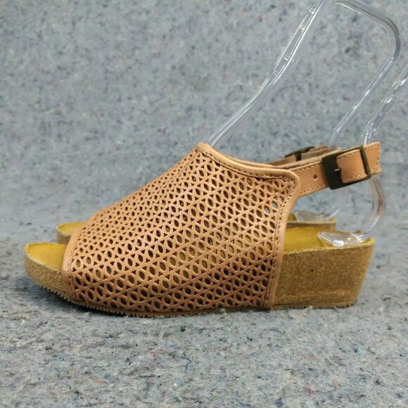 Eric Michael Shoes - Eric Michael Wedge Sandals Womens 36 EU Phoebe Cork Heel Slingback Slip On Taupe